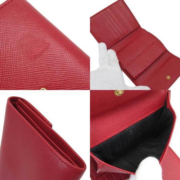 Prada red Tri triangle leather Saffiano Wallet - Picture 1 of 3